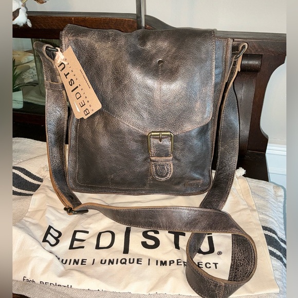 Bed Stu Handbags - NWT Bed Stu Leather Venice Beach Crossbody Shoulder Bag Teak Lux MSRP $240